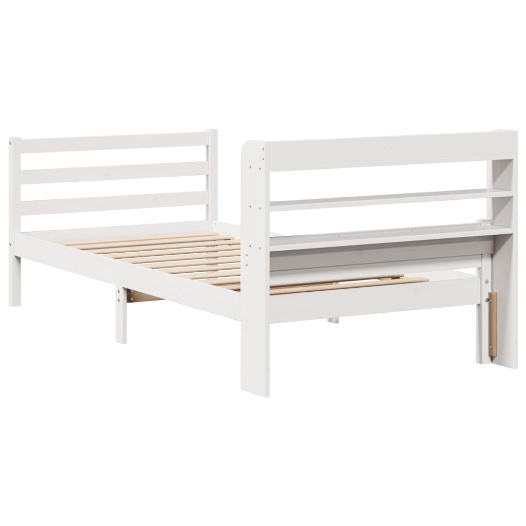 Bed Frame with Headboard without Mattress White 100x200 cm