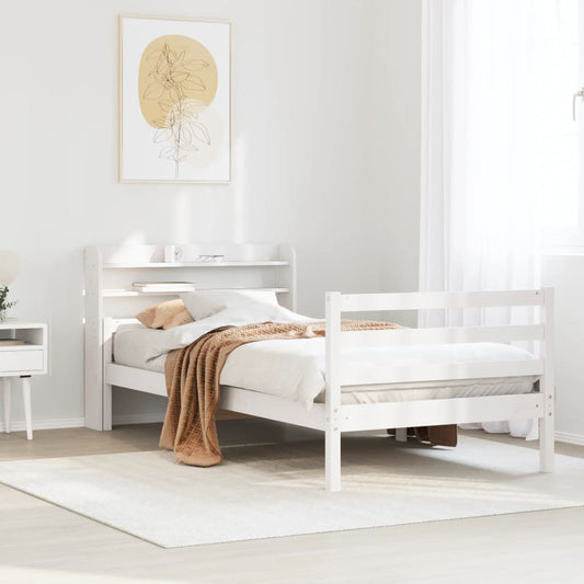 Bed Frame with Headboard without Mattress White 100x200 cm