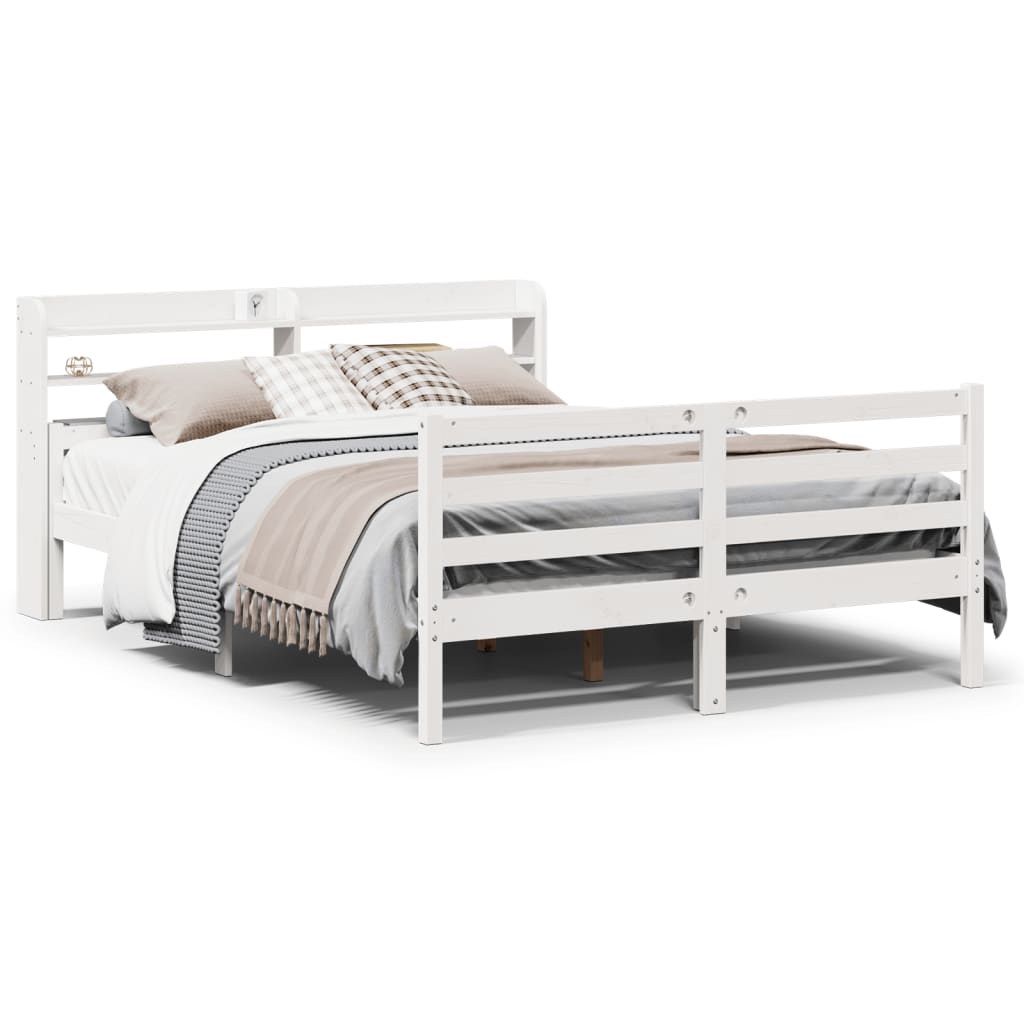 Bed Frame with Headboard without Mattress White 140x200 cm