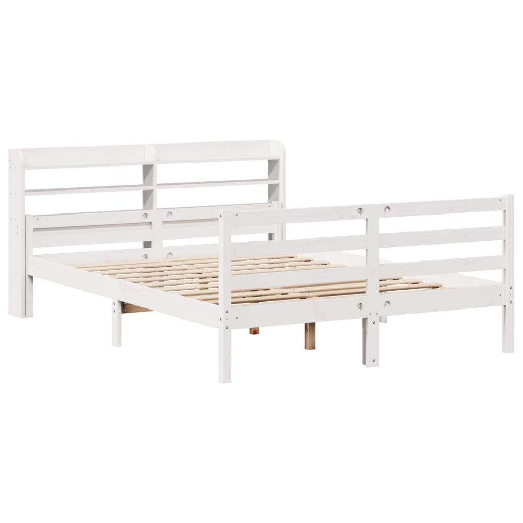 Bed Frame with Headboard without Mattress White 140x200 cm