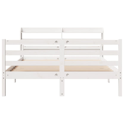 Bed Frame with Headboard without Mattress White 140x200 cm