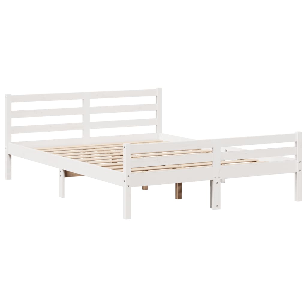 Bed Frame with Headboard without Mattress White 140x200 cm