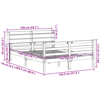 Bed Frame with Headboard without Mattress White 140x200 cm