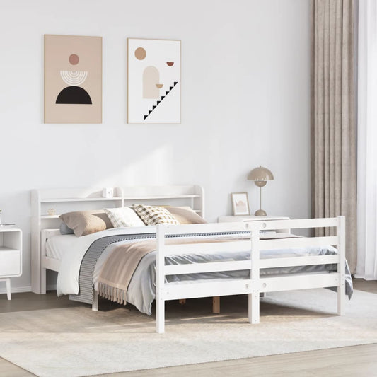 Bed Frame with Headboard without Mattress White 140x200 cm