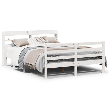 Bed Frame with Headboard without Mattress White 150x200 cm King Size