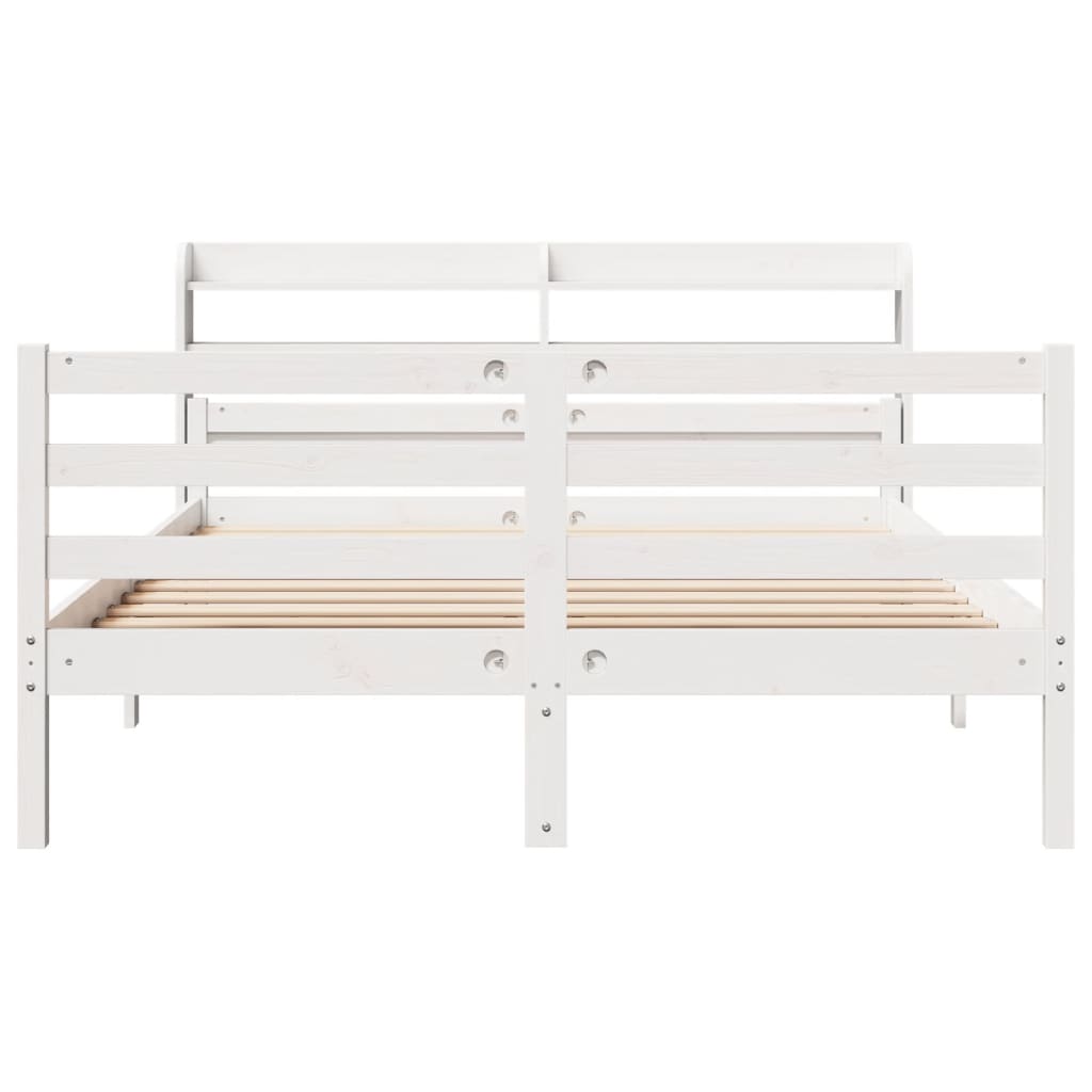 Bed Frame with Headboard without Mattress White 150x200 cm King Size