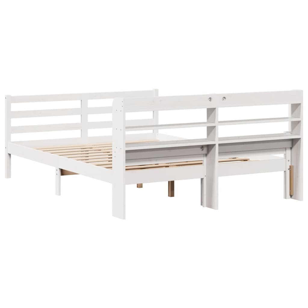 Bed Frame with Headboard without Mattress White 150x200 cm King Size