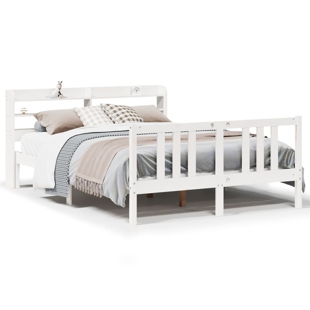 Bed Frame with Headboard without Mattress White 150x200 cm King Size