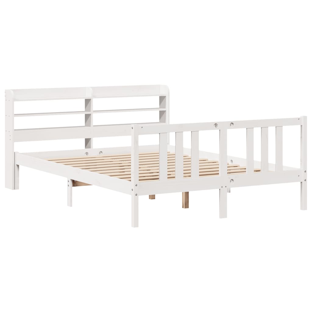 Bed Frame with Headboard without Mattress White 150x200 cm King Size