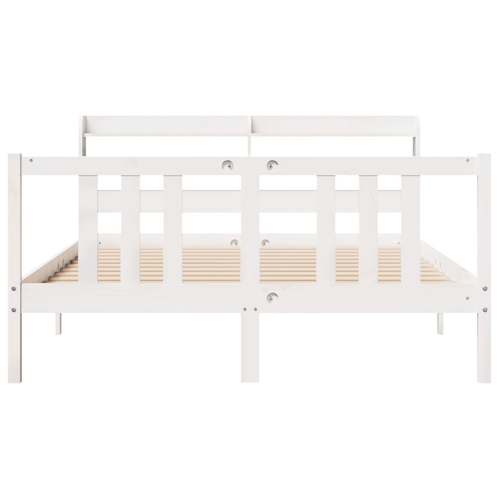 Bed Frame with Headboard without Mattress White 150x200 cm King Size