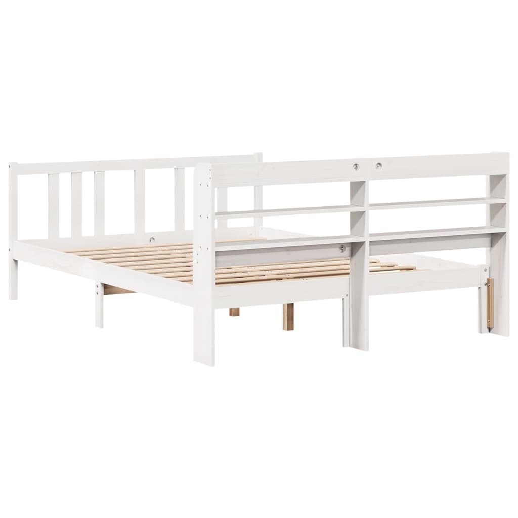 Bed Frame with Headboard without Mattress White 150x200 cm King Size