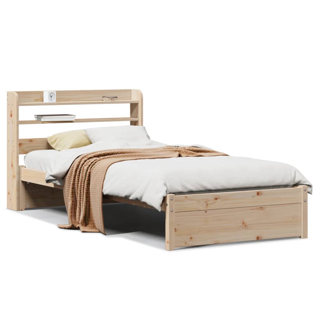 Bed Frame with Headboard without Mattress 75x190 cm Small Single