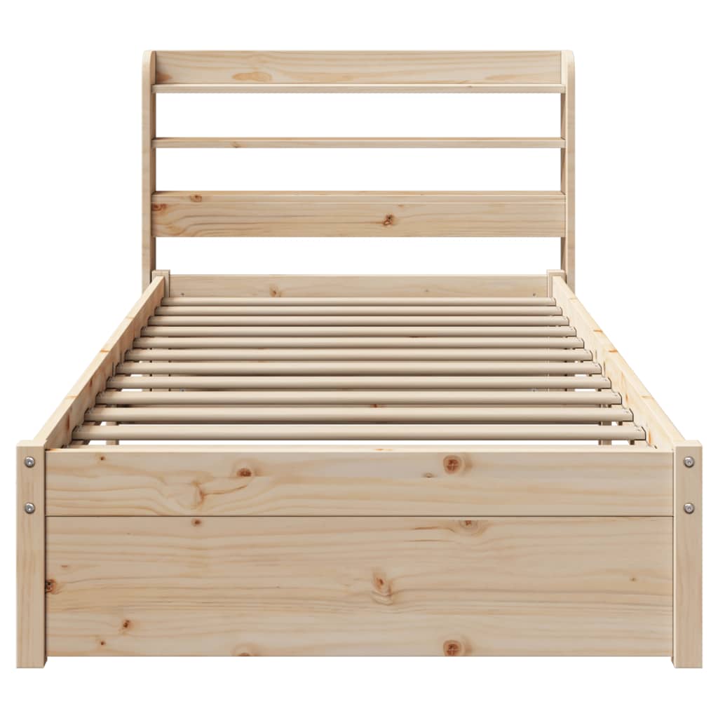 Bed Frame with Headboard without Mattress 75x190 cm Small Single