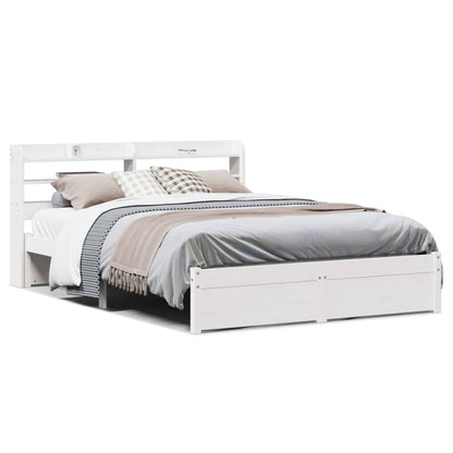 Bed Frame with Headboard without Mattress White 120x190 cm Small Double