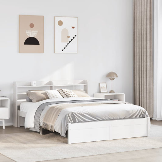 Bed Frame with Headboard without Mattress White 120x190 cm Small Double