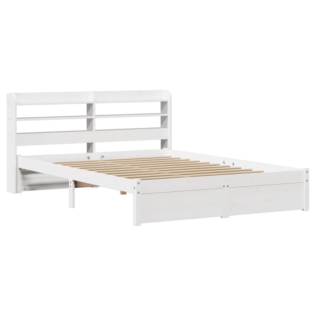 Bed Frame with Headboard without Mattress White 140x190 cm