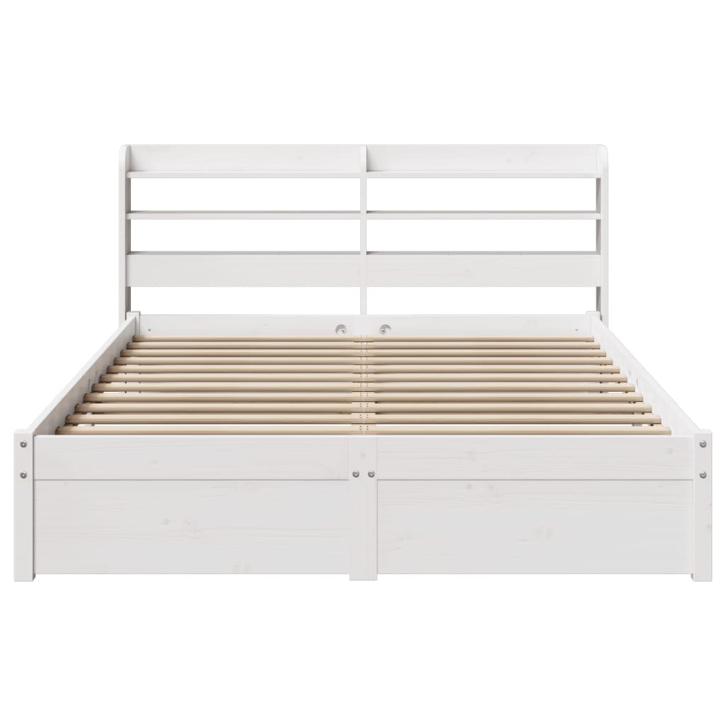 Bed Frame with Headboard without Mattress White 140x190 cm