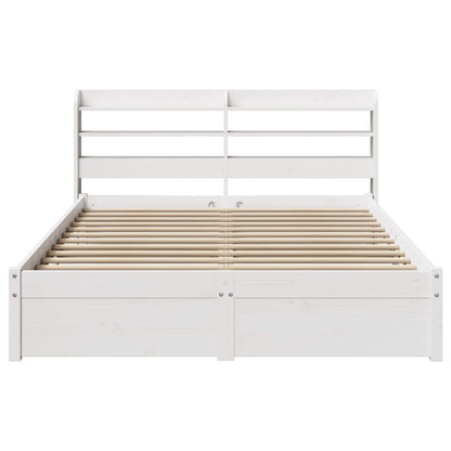 Bed Frame with Headboard without Mattress White 140x190 cm