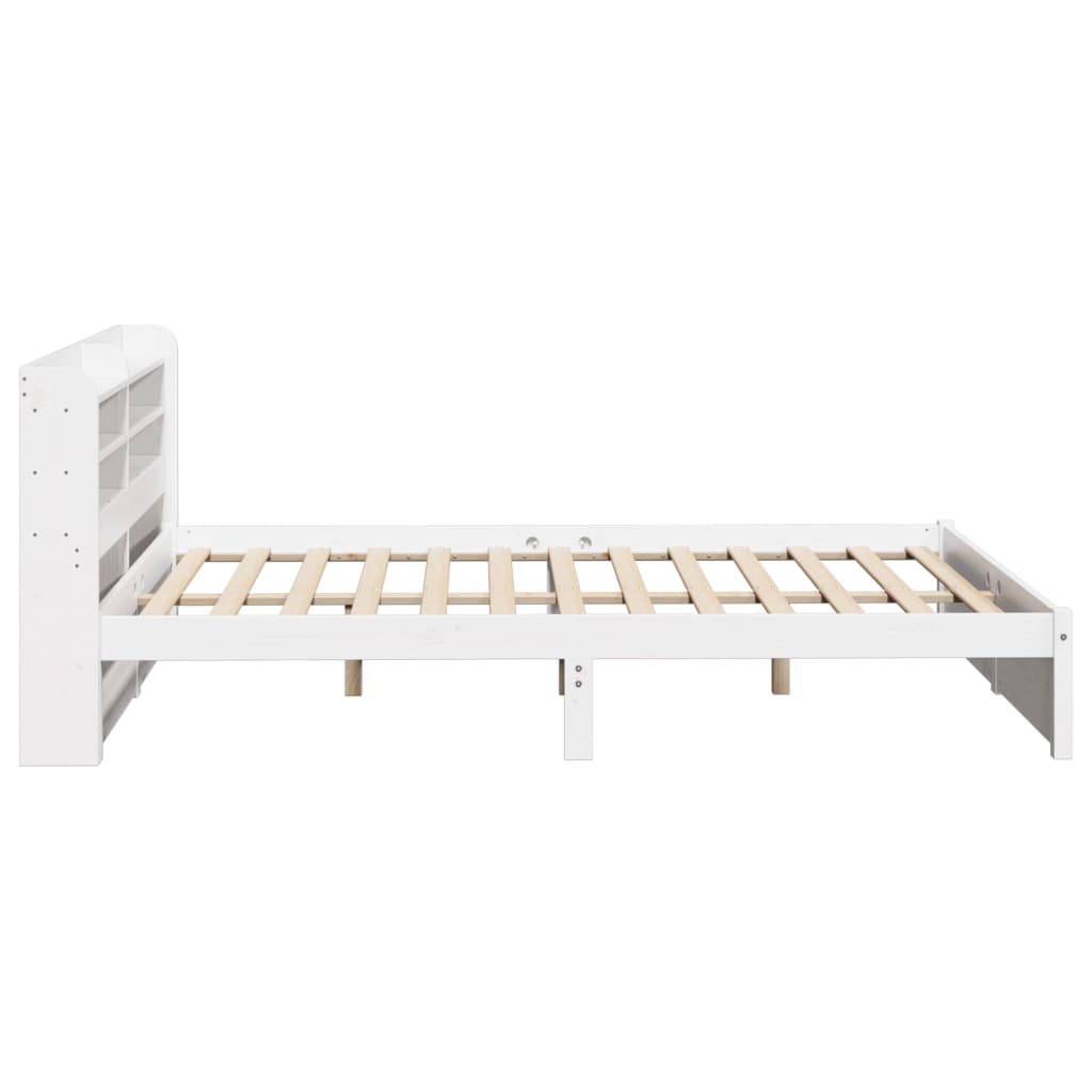 Bed Frame with Headboard without Mattress White 140x190 cm