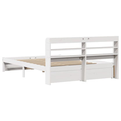 Bed Frame with Headboard without Mattress White 140x190 cm