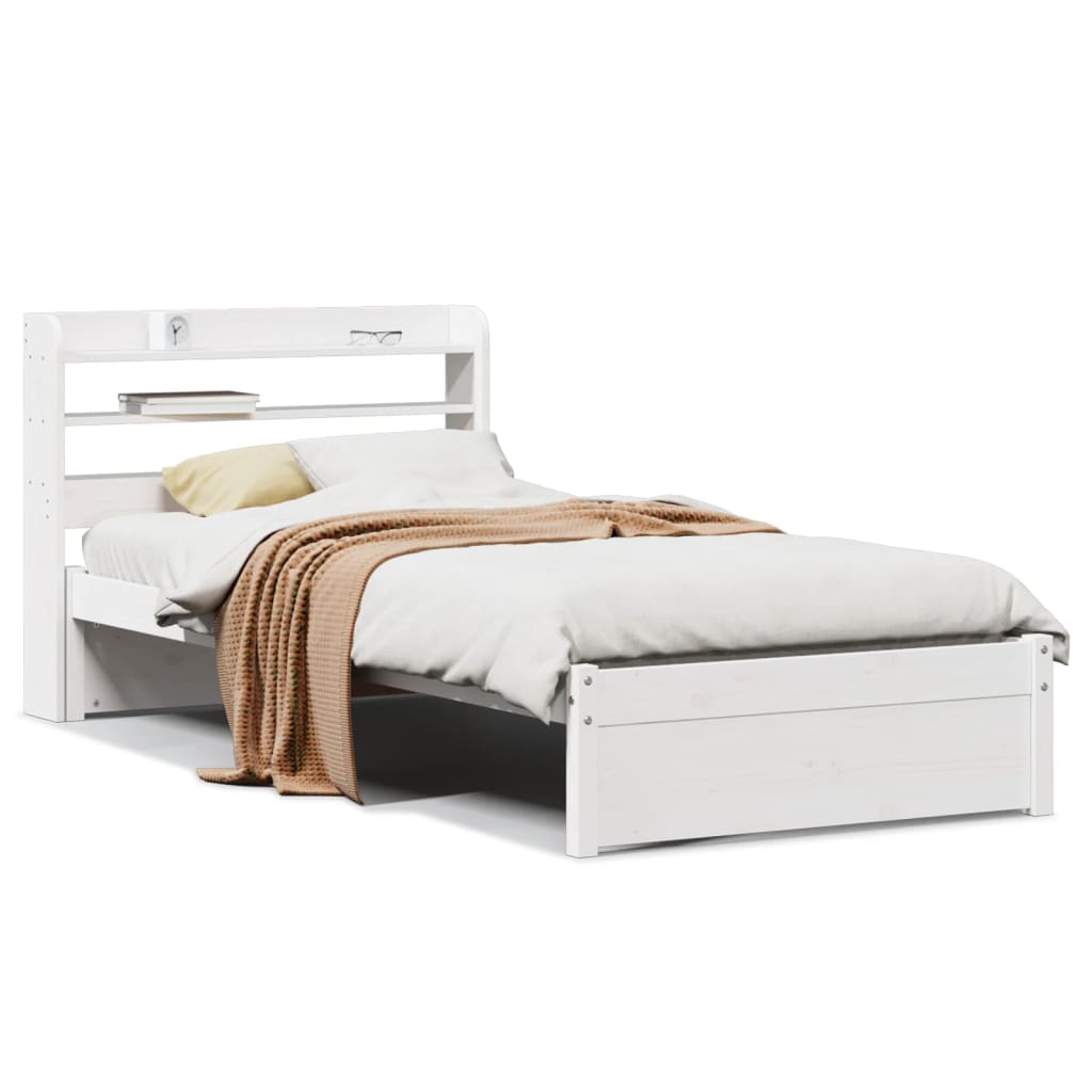 Bed Frame with Headboard without Mattress White 100x200 cm