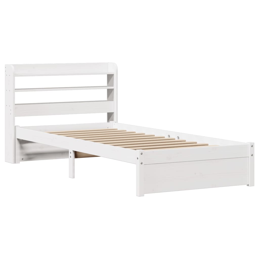 Bed Frame with Headboard without Mattress White 100x200 cm