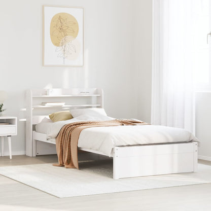 Bed Frame with Headboard without Mattress White 100x200 cm