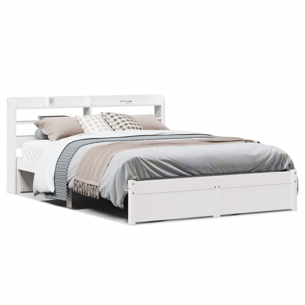 Bed Frame with Headboard without Mattress White 120x200 cm