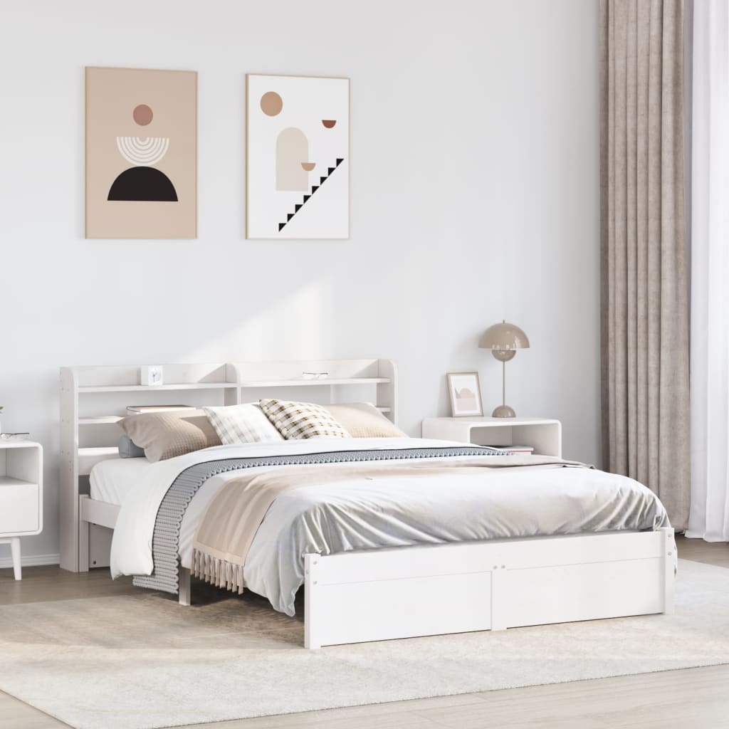 Bed Frame with Headboard without Mattress White 120x200 cm