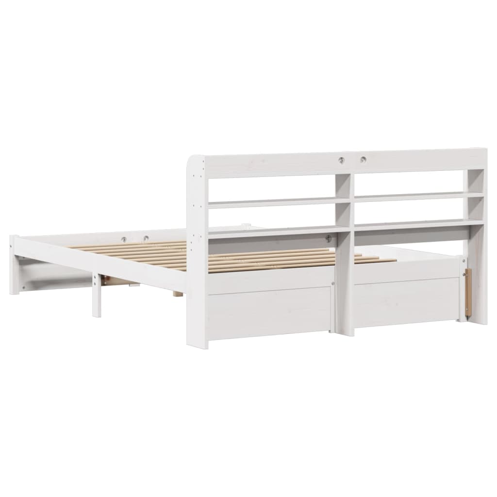 Bed Frame with Headboard without Mattress White 140x200 cm