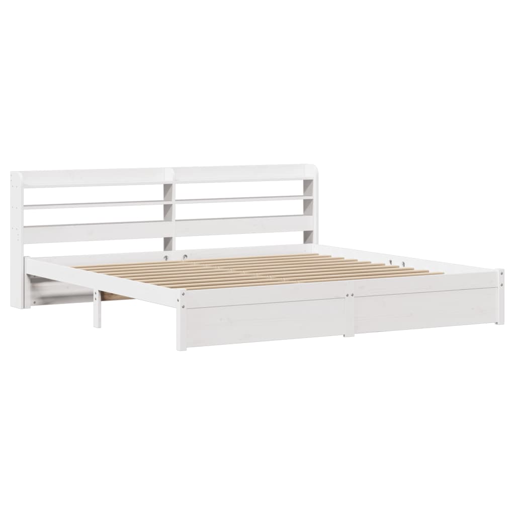 Bed Frame with Headboard without Mattress White 200x200 cm