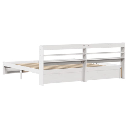 Bed Frame with Headboard without Mattress White 200x200 cm