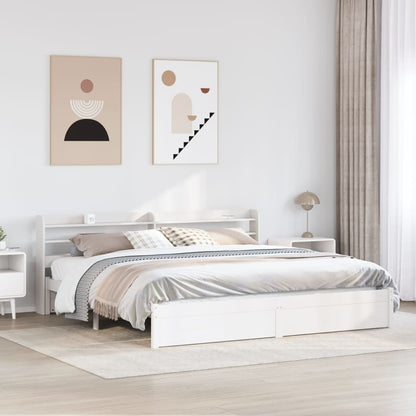 Bed Frame with Headboard without Mattress White 200x200 cm