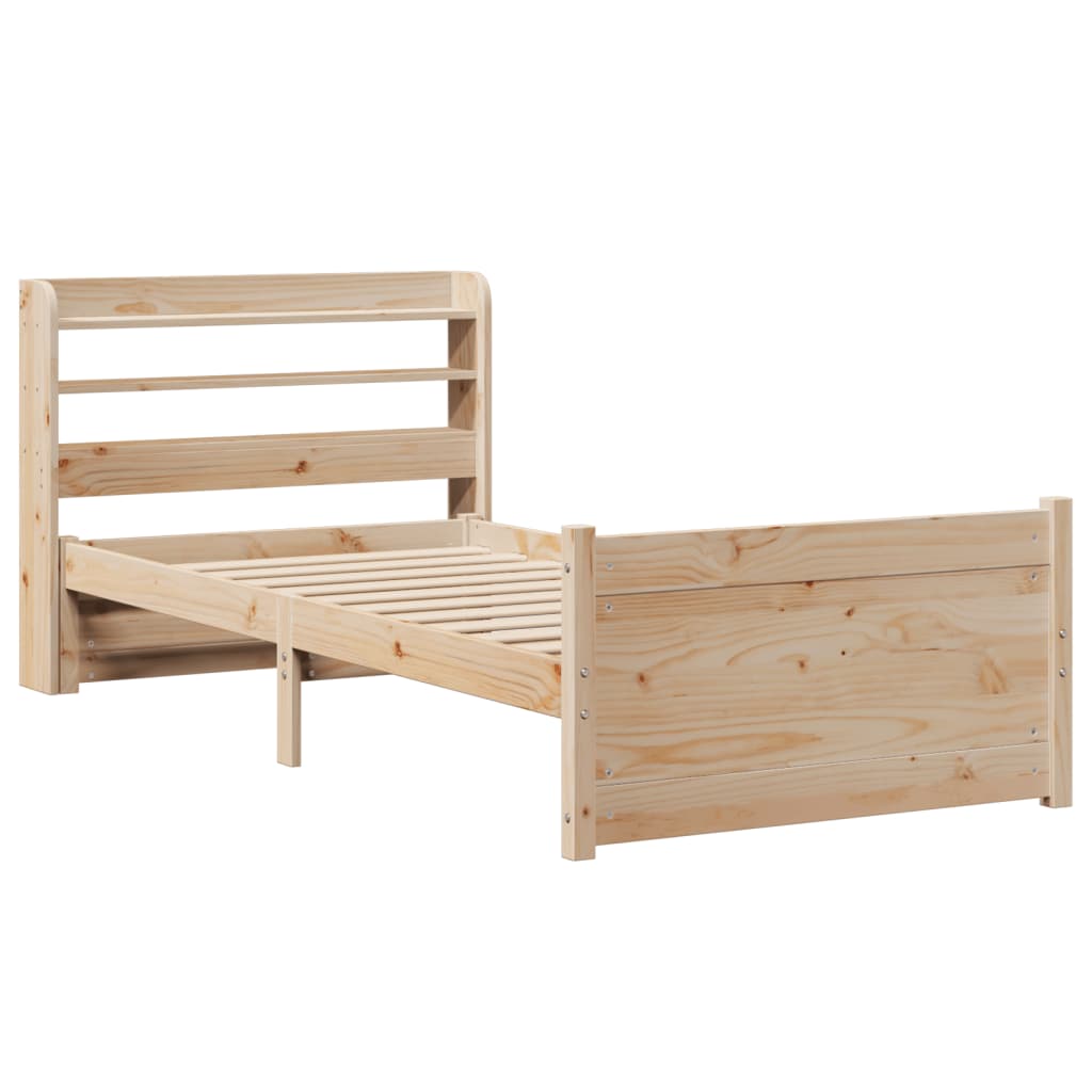 Bed Frame with Headboard without Mattress 75x190 cm Small Single