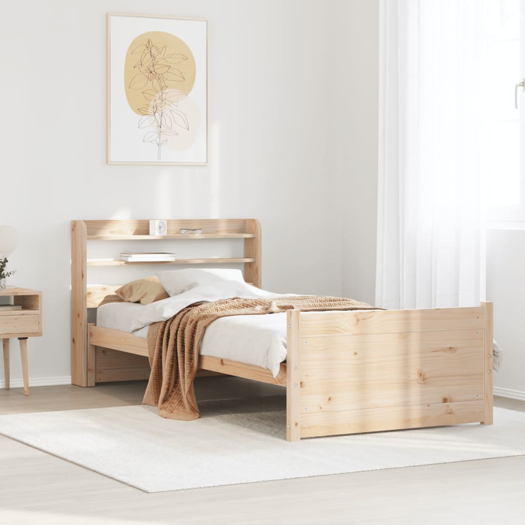 Bed Frame with Headboard without Mattress 75x190 cm Small Single