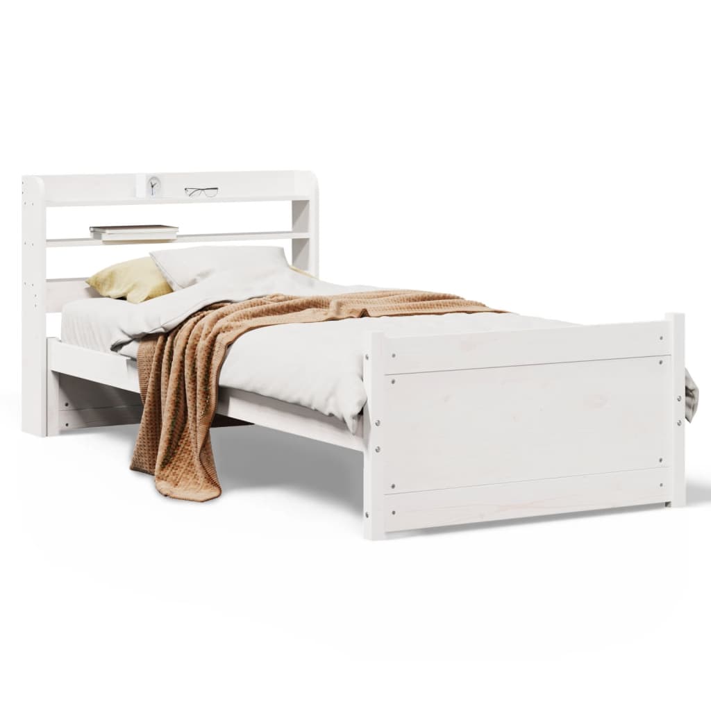 Bed Frame with Headboard without Mattress White 75x190 cm Small Single