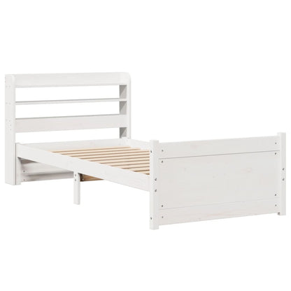 Bed Frame with Headboard without Mattress White 75x190 cm Small Single