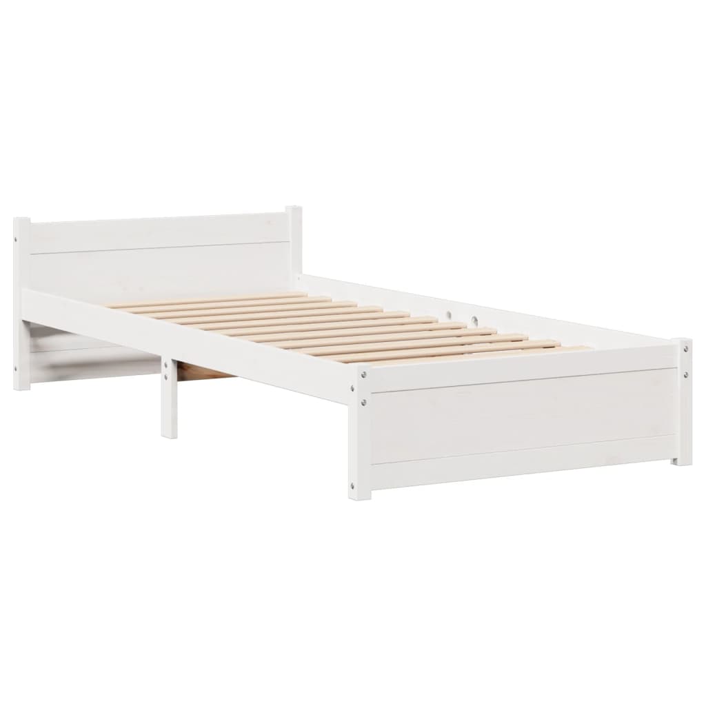 Bed Frame with Headboard without Mattress White 75x190 cm Small Single