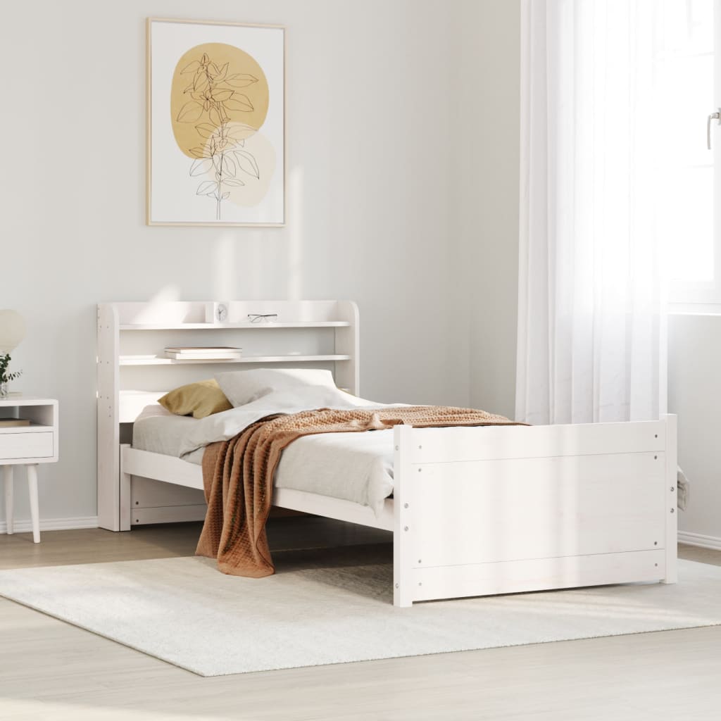 Bed Frame with Headboard without Mattress White 75x190 cm Small Single