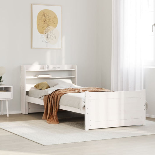 Bed Frame with Headboard without Mattress White 75x190 cm Small Single