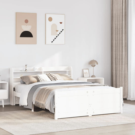 Bed Frame with Headboard without Mattress White 135x190 cm Double