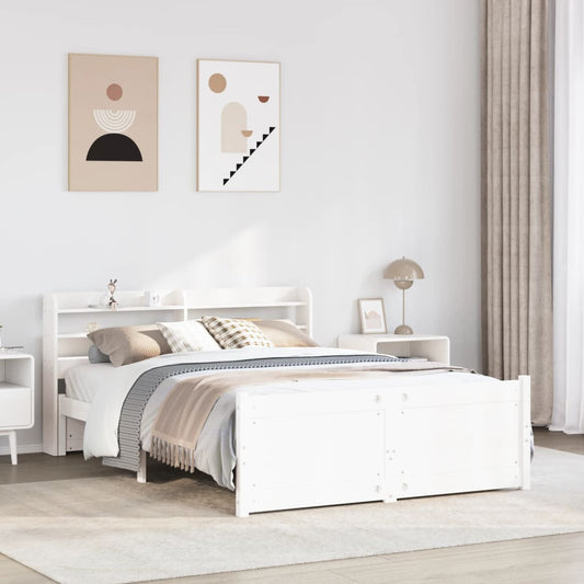 Bed Frame with Headboard without Mattress White 150x200 cm King Size