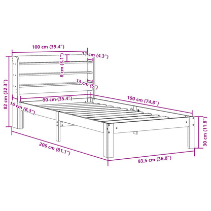 Bed Frame with Headboard without Mattress 90x190 cm Single