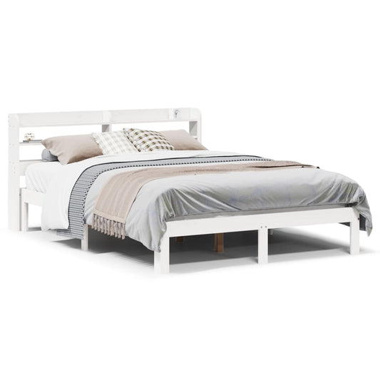 Bed Frame with Headboard White 150x200 cm King Size Solid Wood Pine