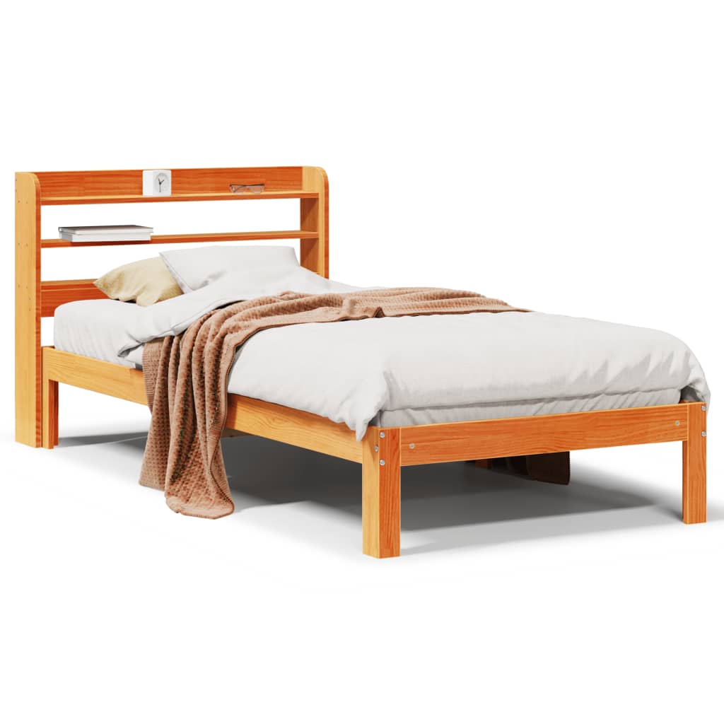 Bed Frame without Mattress Wax Brown 90x190 cm Single Solid Wood Pine