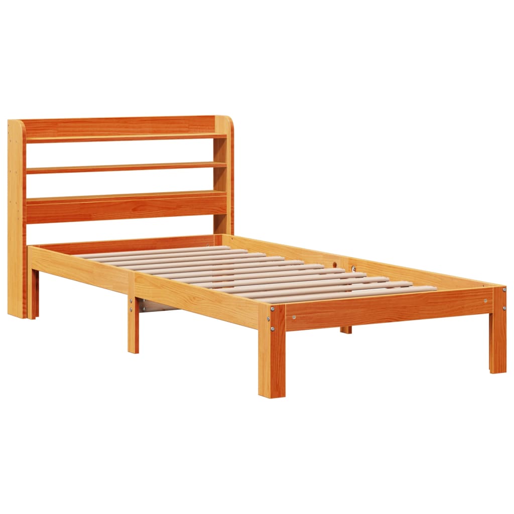 Bed Frame without Mattress Wax Brown 90x190 cm Single Solid Wood Pine