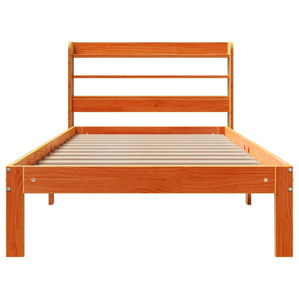 Bed Frame without Mattress Wax Brown 90x190 cm Single Solid Wood Pine