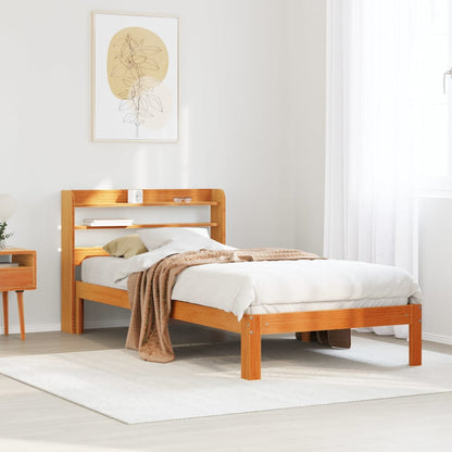 Bed Frame without Mattress Wax Brown 90x190 cm Single Solid Wood Pine