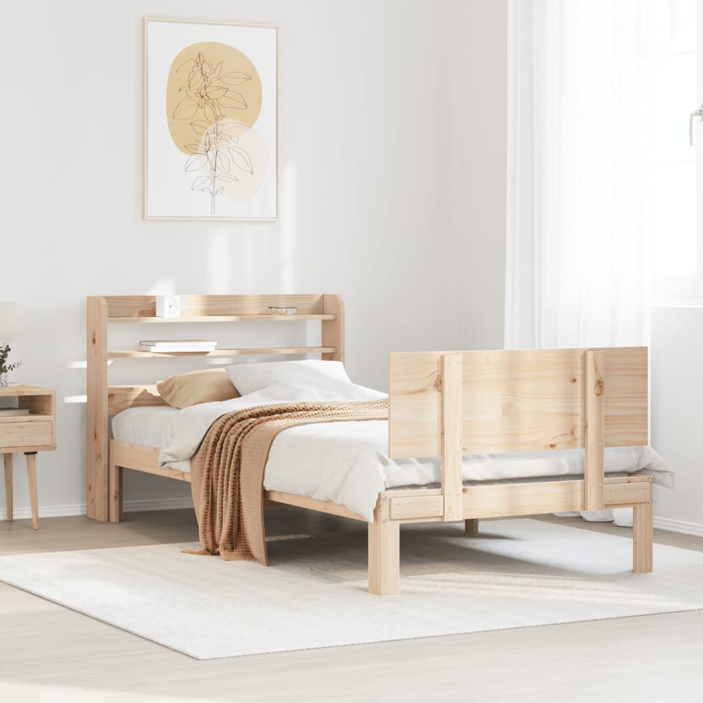 Bed Frame with Headboard without Mattress 75x190 cm Small Single