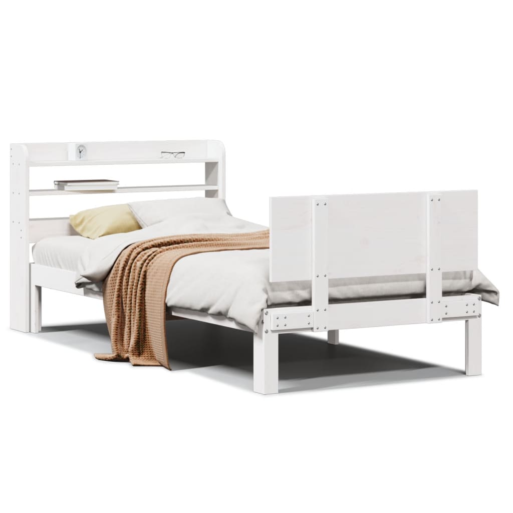 Bed Frame with Headboard without Mattress White 75x190 cm Small Single